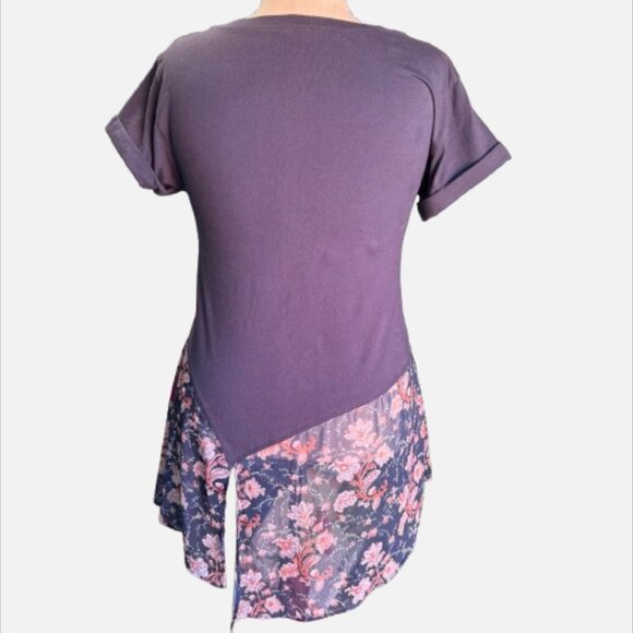 Akemi + Kin for Anthropologie Mixed Boho Floral Tunic Tee Top (Size S) - Picture 5 of 15
